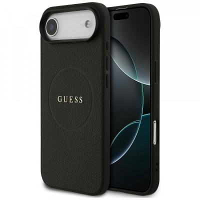 Husa MagSafe pentru Apple iPhone 17 Air, Guess, Grained Gold Ring, Neagra foto