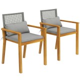 Outsunny Set 2 Scaune Lemn Acacia cu Perne și Perne Decorative, Natural. | Aosom Romania