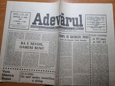 ziarul adevarul 27 iunie 1990 foto