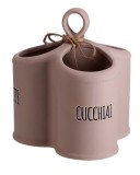 Cumpara ieftin Suport ustensile bucatarie ceramica maro neagra 16,5 x 13,5 x 18 cm