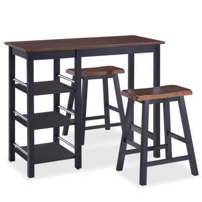 Set mobilier de bar, 3 piese, MDF, negru foto