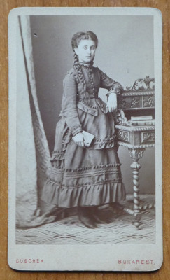 Foto Franz Duschek pe carton , secol 19 , doamna , 1872 foto