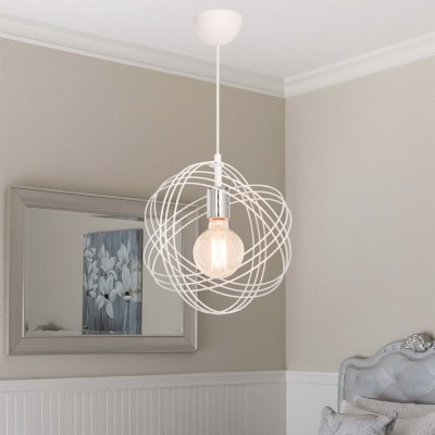 H&amp;auml;ngeleuchte Hove E27 Metall Wei&amp;szlig; / Silberfarben [lux.pro] HausGarden Leisure foto