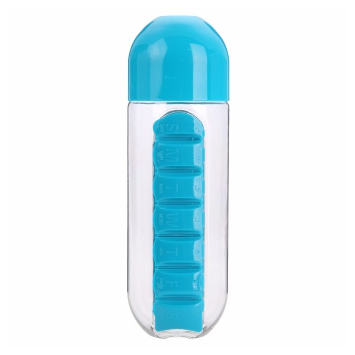 Sticla apa cu organizator vitamine Pull and Vitamin, 600 ml Sticla apa cu organizator vitamine Pull and Vitamin, 600 ml