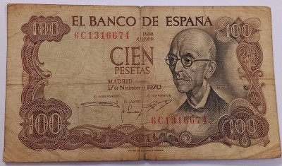 Spania, 100 Pesetas 1970 foto
