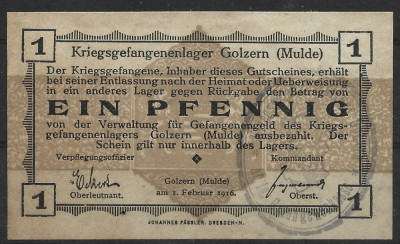 RARR : GERMANIA = LAGERGELD GOLZERN (MULDE) - 1 PFENNIG 1916 - AUNC / IN SCAN foto