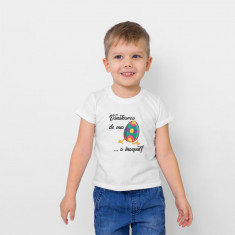 Tricou personalizat copil "VANATOAREA DE OUA DE PASTE A INCEPUT", Alb, Bumbac