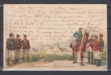 MILITARA ARMATA ROMANIEI UNIFORME LITOGRAFIE CIRCULATA 1902, Printata