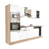 Mobilier de bucătărie Yorki 280 cu corp din stejar Sonoma, fațade albe cu finisaj satinat, fără blat de lucru