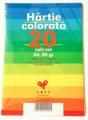 Set Hartie colorata A4, 10 culori, 80 gr, 20 coli/ Exte foto