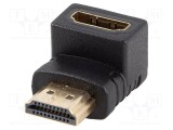 Adaptor HDMI 2.0 LANBERG 90&deg; up/down negru PVC aurit 4K HDR UHD ARC