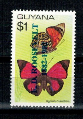 Guyana 1982 - Fluturi, supratipar Roosevelt, neuzat foto