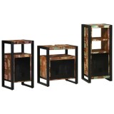 Set de mobilier pentru baie cu raft 3 pcs Lemn recuperat solid