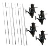 Set Complet 4 Lansete Crap 3,90 m, 3,75 lbs cu 4 Mulinete Long Cast 7000 Baitrunner, 11 Rulmenți