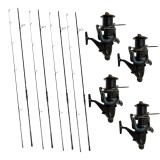 Set Complet 4 Lansete Crap 3,90 m, 3,75 lbs cu 4 Mulinete Long Cast 7000 Baitrunner, 11 Rulmenți