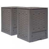 VidaXL Compostoare grădină 2 buc. maro 60x60x83 cm 600 L plastic ratan