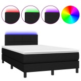 Cumpara ieftin Pat cu arcuri, saltea si LED, negru, 120x200 cm, textil