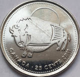 25 cents 2011 Canada, Wood Bison, km#1168, America de Nord