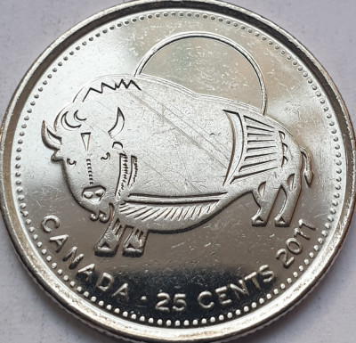 25 cents 2011 Canada, Wood Bison, km#1168 foto