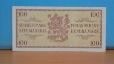 FINLANDA - 1957 - 100 MARKKAA - a UNC . foto