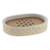 Săpuniera Polirășină / Bambus Design Piatră &ndash; Crem
