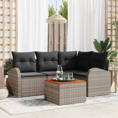 vidaXL Set de canapele pentru grădină 5 pcs Gri foto