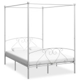 Cumpara ieftin Cadru de pat cu baldachin, alb, 140 x 200 cm, metal