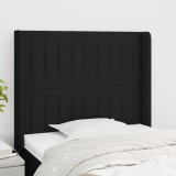VidaXL Tăblie de pat cu aripioare, negru, 83x16x118/128 cm, textil 3119794