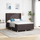 Cumpara ieftin Pat cu arcuri cu benzi LED Maro 140 x 200 cm tesatura