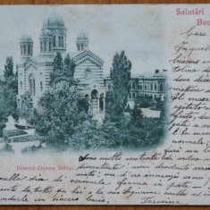 Carte postala circulata , Bucuresti , Biserica Domnita Balasa , 1902 , clasica