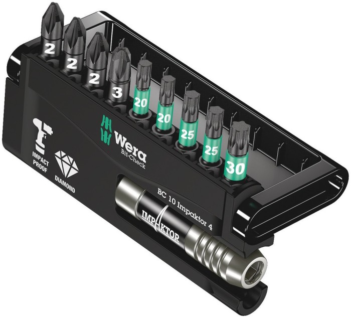 Set de biti Bit-Check 10 Impaktor 4, 10 de piese, Wera 05057417001 HardWork ToolsRange