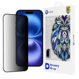 Folie de protectie Ecran Privacy Lito D+ Pro pentru Apple iPhone 16, Sticla Securizata, Full Glue