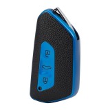 Husa cheie auto VW Golf 8 SmartKey 3 butoane, TPU premium, aspect piele, albastra
