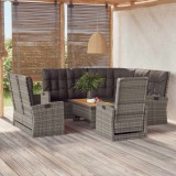 vidaXL Set mobilier de grădină cu perne, 4 piese, gri, poliratan 362180