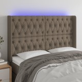 vidaXL Tăblie de pat cu LED, gri taupe, 163x16x118/128 cm, textil 3124394