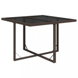 Cumpara ieftin Masa de gradina, maro, 109x107x74 cm, poliratan si sticla