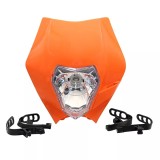 Cumpara ieftin Carena si far fata pentru motociclete, portocalie, cu faza scurta si lunga , Model universal pentru ENDURO Trail Streetfighter