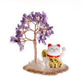 Statueta copacul dorintelor cu pisica norocoasa 13 cm