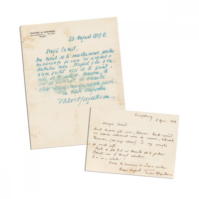 Tudor Mușatescu, scrisoare + carte poștală pentru Camil Petrescu, 1926-1939 foto
