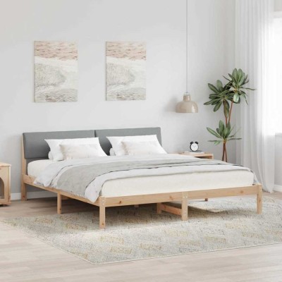 vidaXL Cadru de pat Maro și gri deschis 180 x 200 cm Lemn masiv de pin 3394333 foto