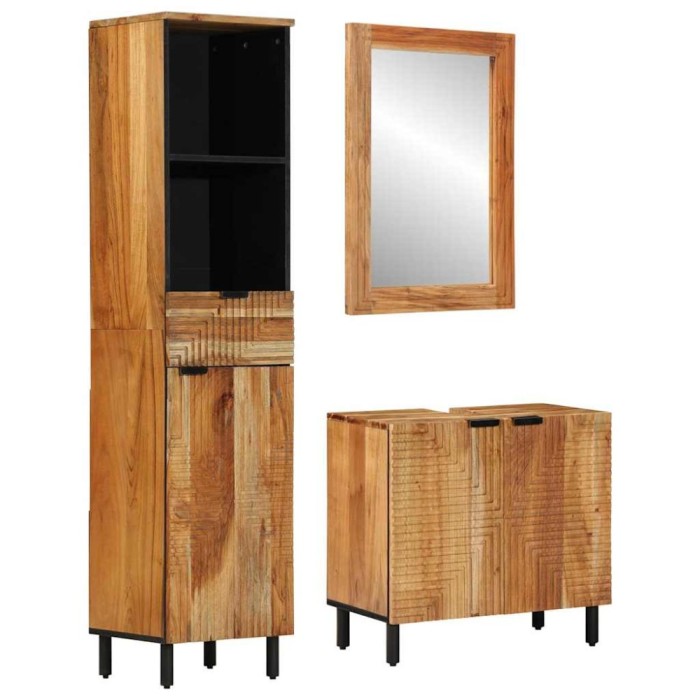 vidaXL Set de Mobilă pentru Baie 3 Piese Brown Lemn Solid de Acacia