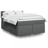VidaXL Pat box spring cu saltea, gri &icirc;nchis, 140x190 cm, textil 3286690