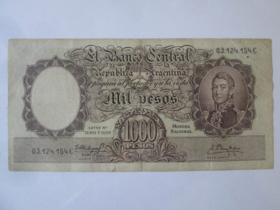 Rară! Argentina 1000 Pesos 1966-1969 foto