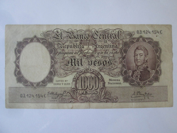 Rară! Argentina 1000 Pesos 1966-1969