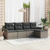 VidaXL Set de canapele pentru grădină cu pernă 5 pcs Gri Rattan poli