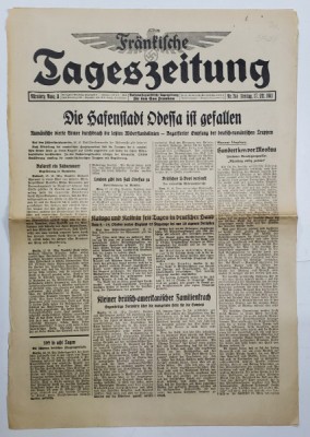 FRANKISCHE TAGESZEITUNG , NATIONALSOZIALISTISCHE TAGZEITUNG FUR DEN GAU FRANKEN , NR.244 , 1941 foto