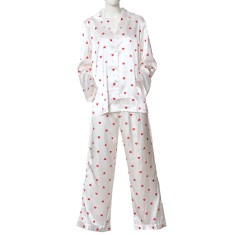 Pijama dama alba cu inimioare rosii