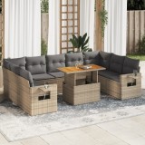 vidaXL Set canapele de grădină cu perne, 10 piese, bej, poliratan 3327195