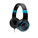 CASTI Spacer, cu fir, standard, utilizare multimedia, microfon pe fir, pliabile, banda ajustabila, conectare prin Jack 3.5 mm x 2, negru&amp;amp;albastru,