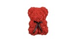 Urs decorativ din flori de trandafir mici, 23cm, cutie, rosu